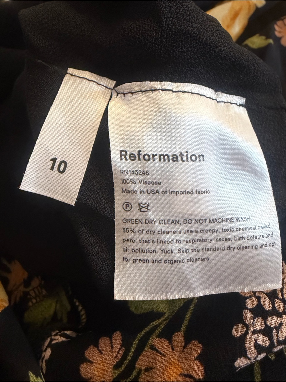 Reformation Black Midi Dress with Yellow Floral Print - Picture 8 of 8